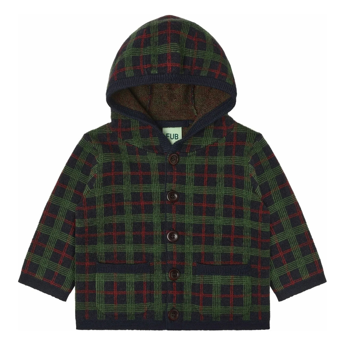 FUB - Green Checked Merino Wool Baby Jacket