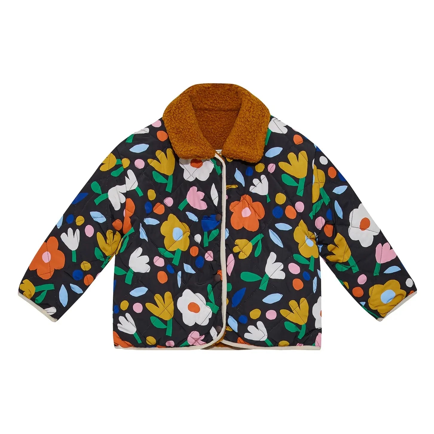 Petit Stella - Reversible Floral Sherpa Jacket | Black