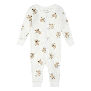 Petit Lem - Koalas organic cotton legless pajamas | White