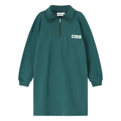 Cos I Said So - Organic Cotton Half-Zip Dress | Dark Green