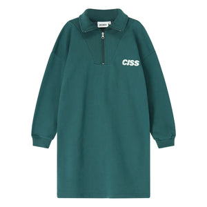 Cos I Said So - Organic Cotton Half-Zip Dress | Dark Green