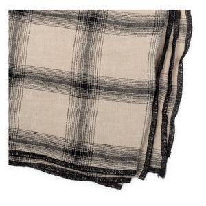 Le Monde Sauvage - Highlands Check Washed Linen Tablecloth | Beige pink