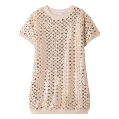 Bonpoint - Marlise Wool Metallic Dress | Pale Pink