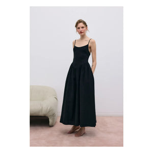 the new society - Lippia Cotton and Linen Dress | Black