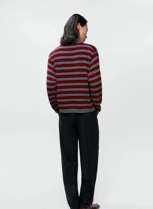 Cordera - Striped organic cotton polo t-shirt | Gray