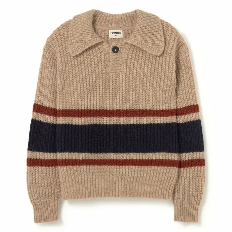 Cozmo - Bari Polo Collar Sweater | Beige