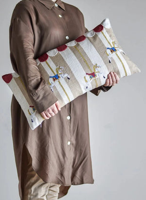 Bloomingville Mini - Merry-Go-Round Rectangular Pillow | Beige