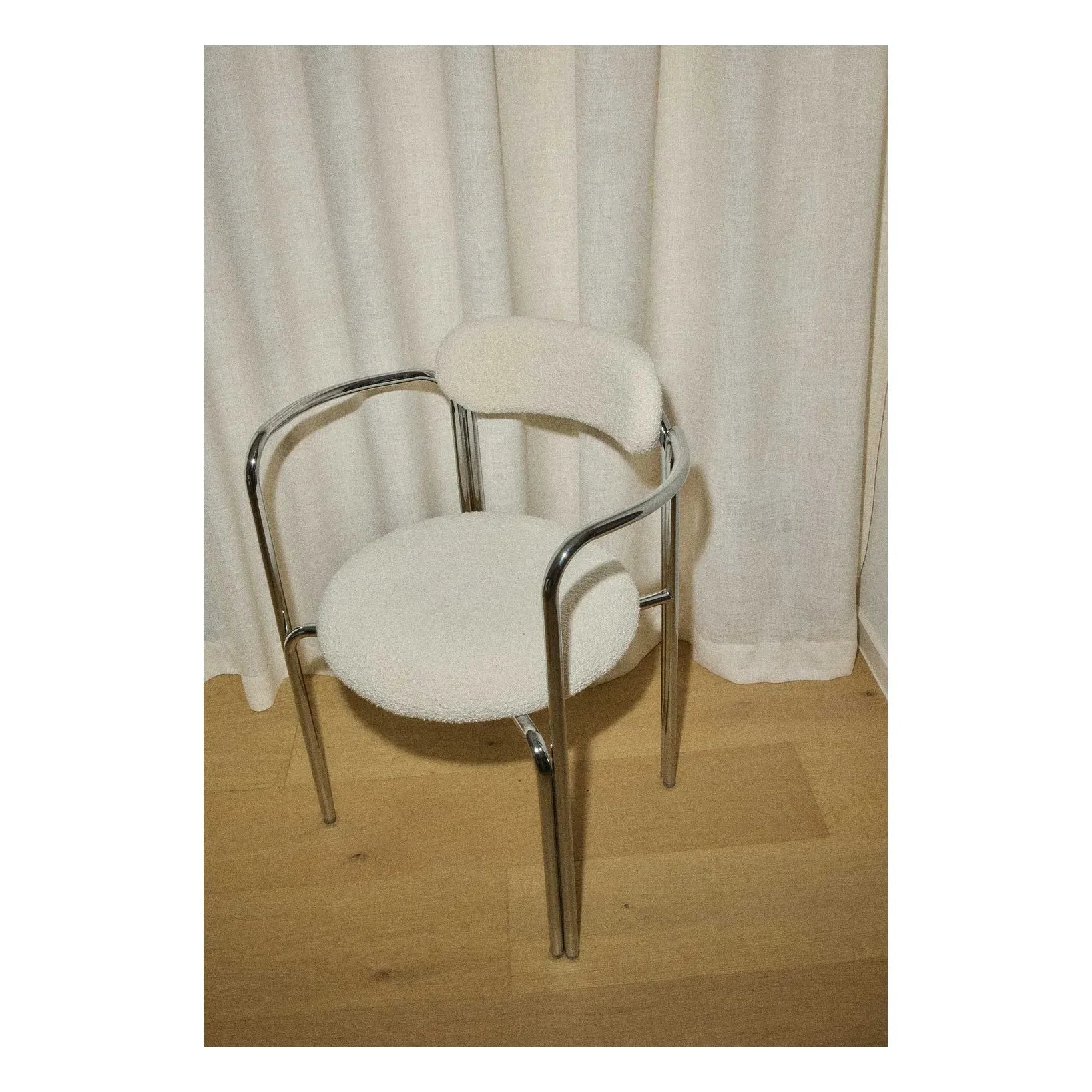 Gabrielle Paris - Hortense Chair in Bouclé and Chrome-Plated Steel | Cream