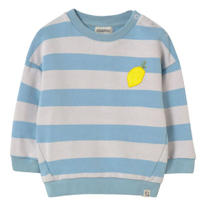 Cozmo - Kelly Striped Fleece Sweatshirt | Light Blue