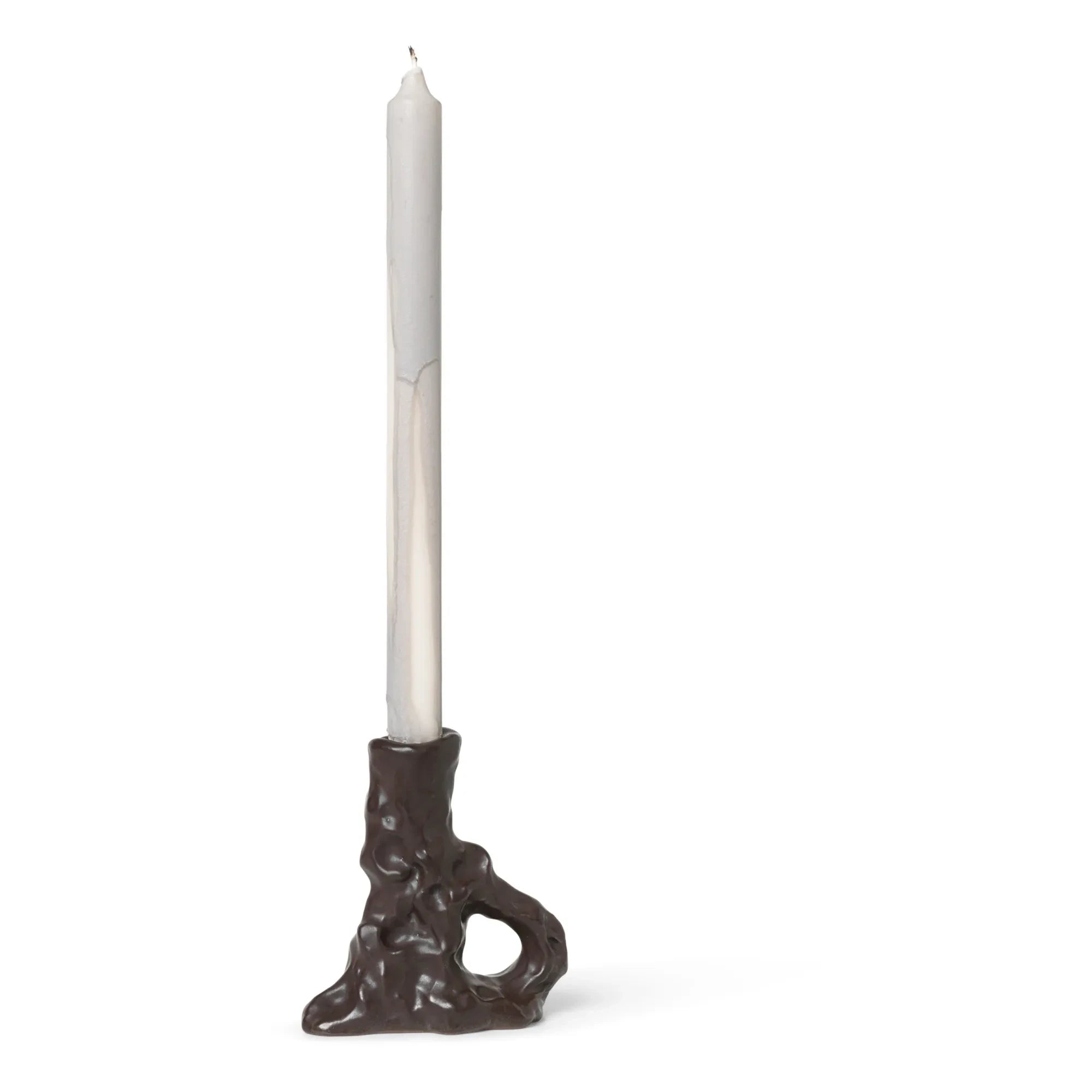 Ferm Living - Dito Stoneware Single Candle Holder | Brown