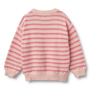 Wheat - Harlow Striped Organic Cotton Jacquard Sweater | Light Pink