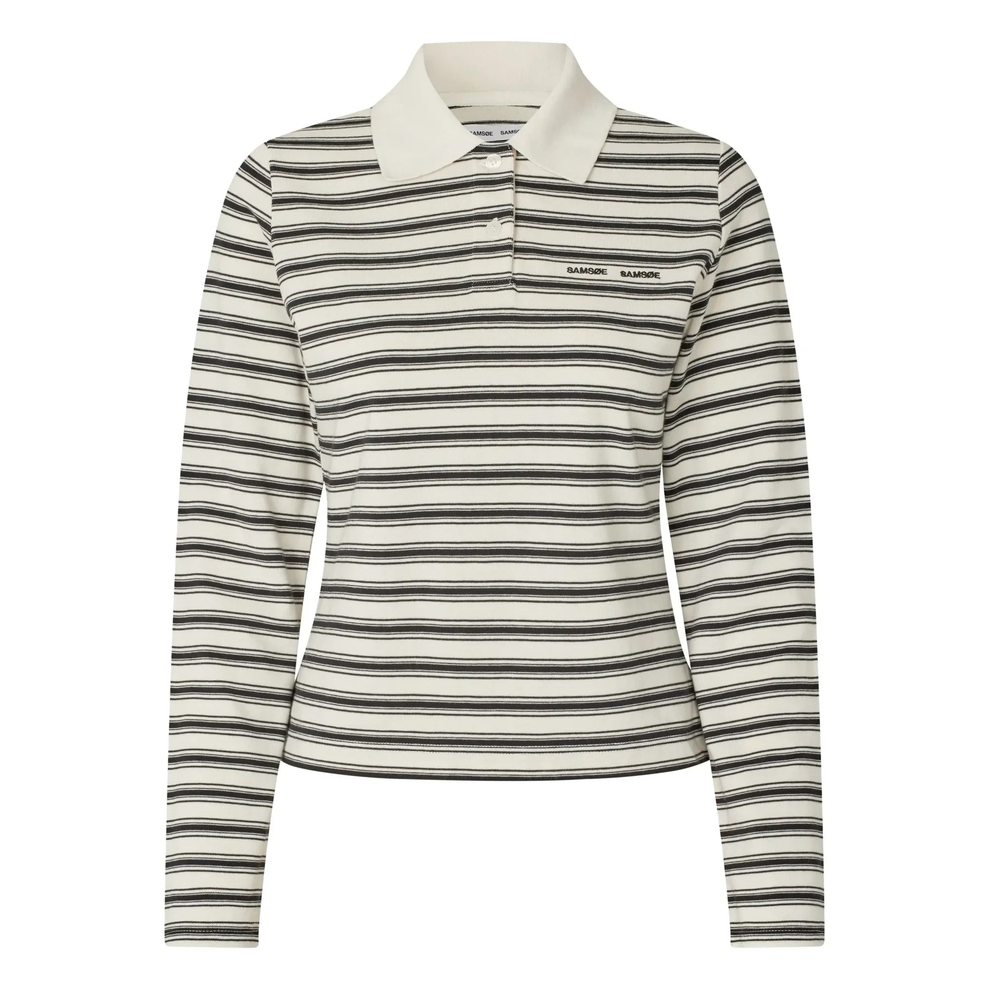 Samsoe Samsoe - Sadonell striped polo shirt. Organic cotton | White.