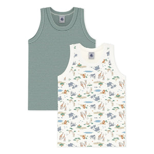 Petit Bateau - 2-pack Savane Organic Cotton Singlets | Green