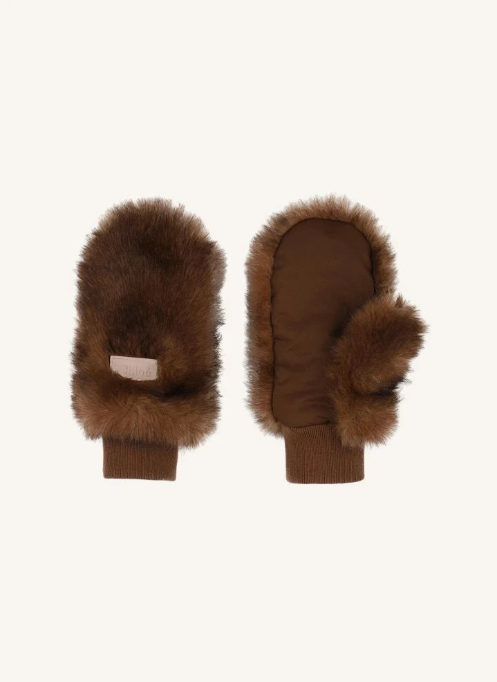 Chloé - Fleece Gloves | Camel