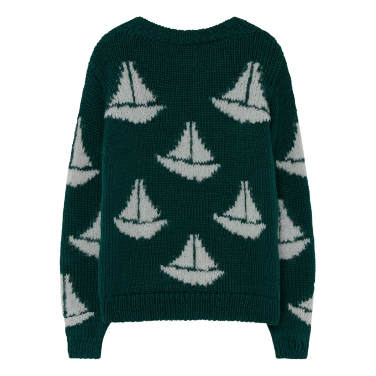 The Animals Observatory - Arty Bull Wool Boat-Neck Sweater | Dark Green