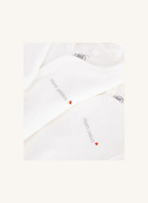 Petit Bateau - 2-piece Velvet Organic Cotton Pajama Set | White