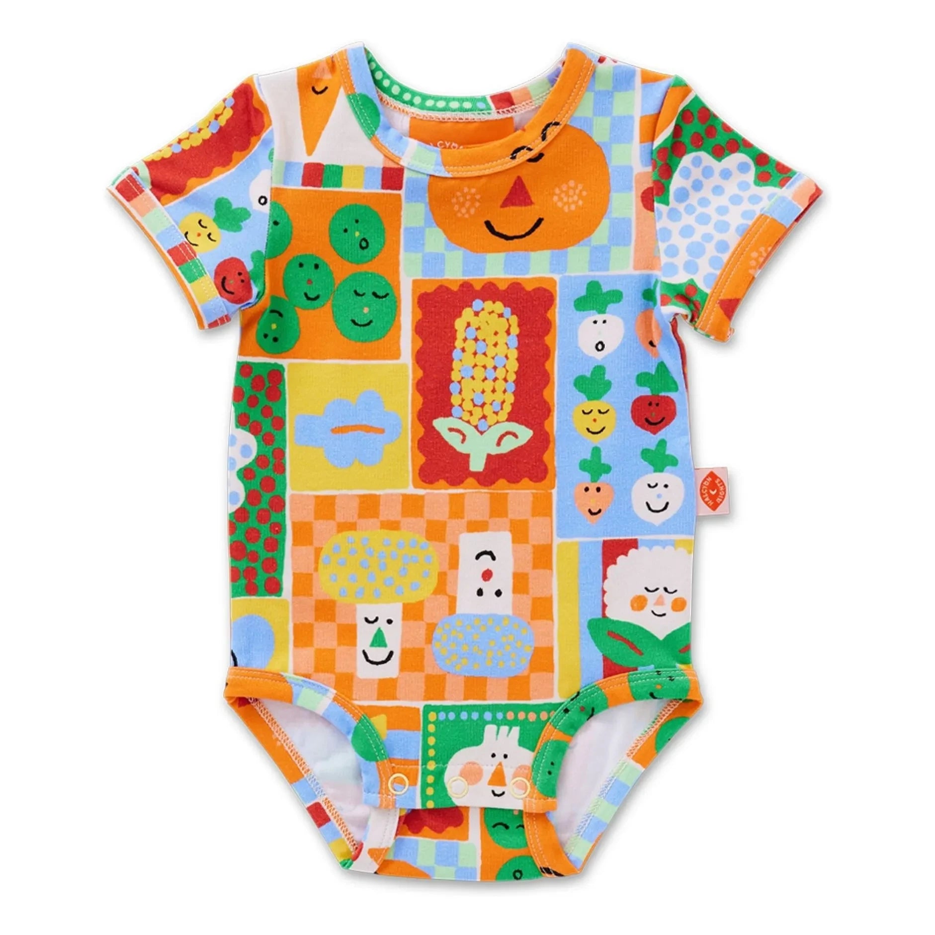 Halcyon Nights - Organic Cotton Vegetable Print Bodysuit | Orange