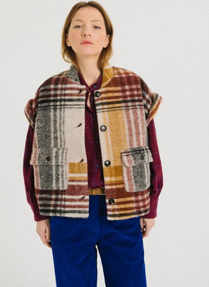 Tinsels - Sleeveless Jacket | Burgundy