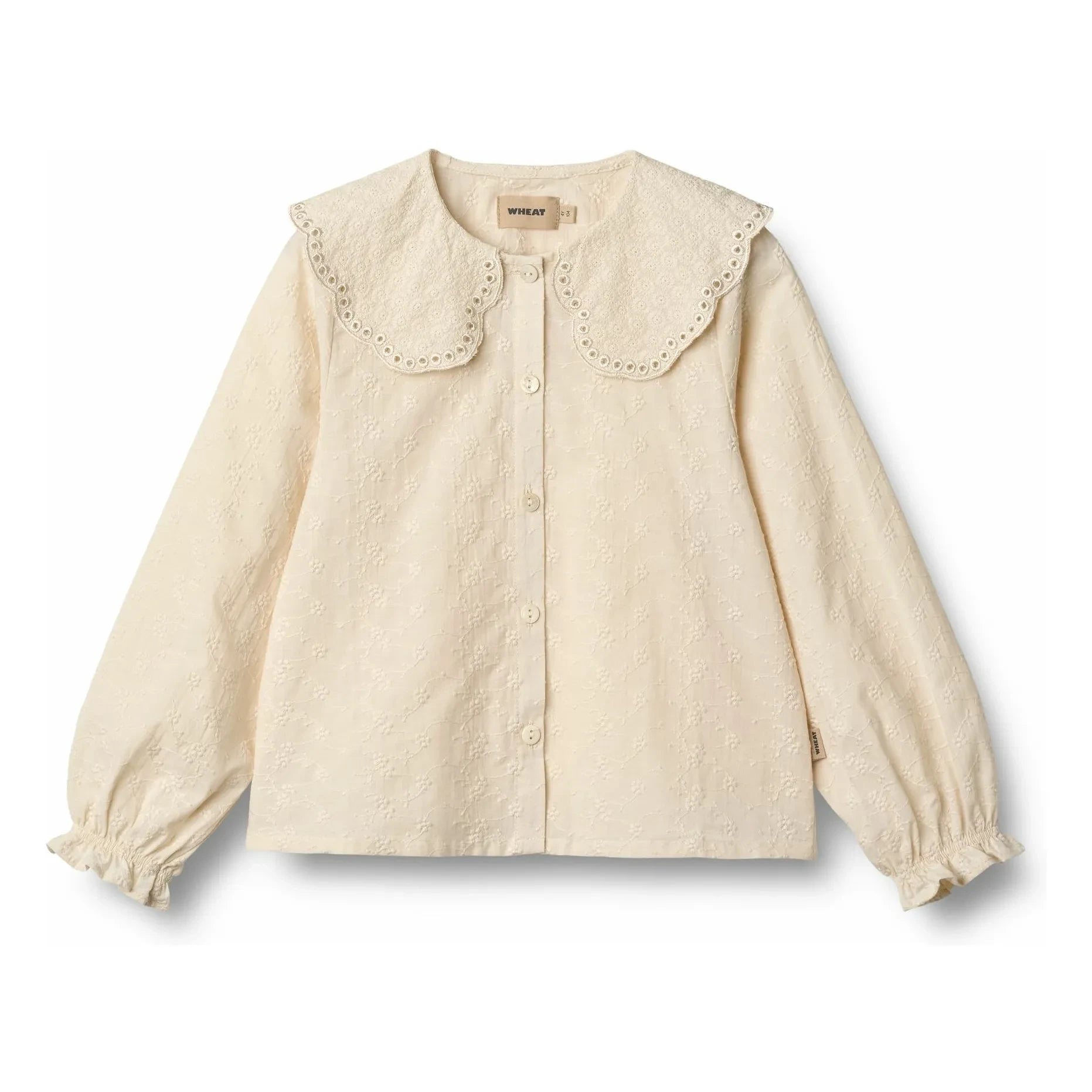 Wheat - Flora Blouse with Claudine Collar Organic Cotton | Beige