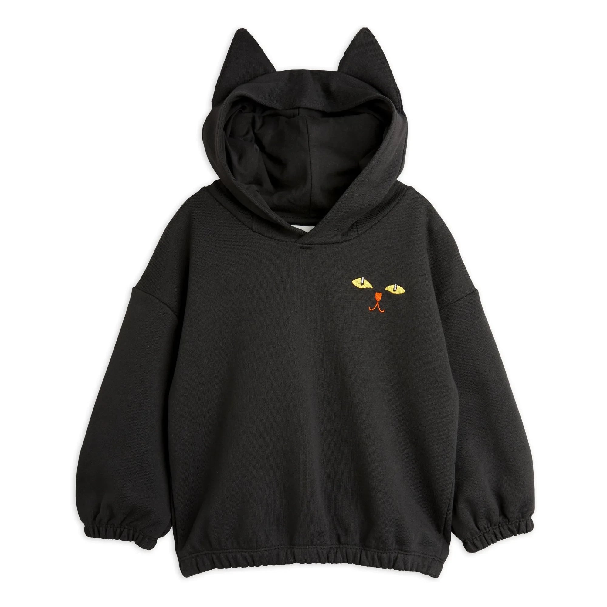 Mini Rodini - Black Organic Cotton Cat Hoodie Sweatshirt