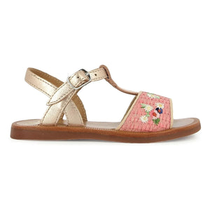 Pom d'Api - Sandals Plagette Raphia Brode | Pink