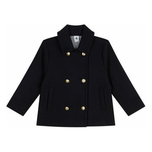 Petit Bateau - Double-breasted wool pea coat | Night Blue