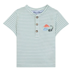 Tartine et Chocolat - Dinosaur Striped T-Shirt | Sage