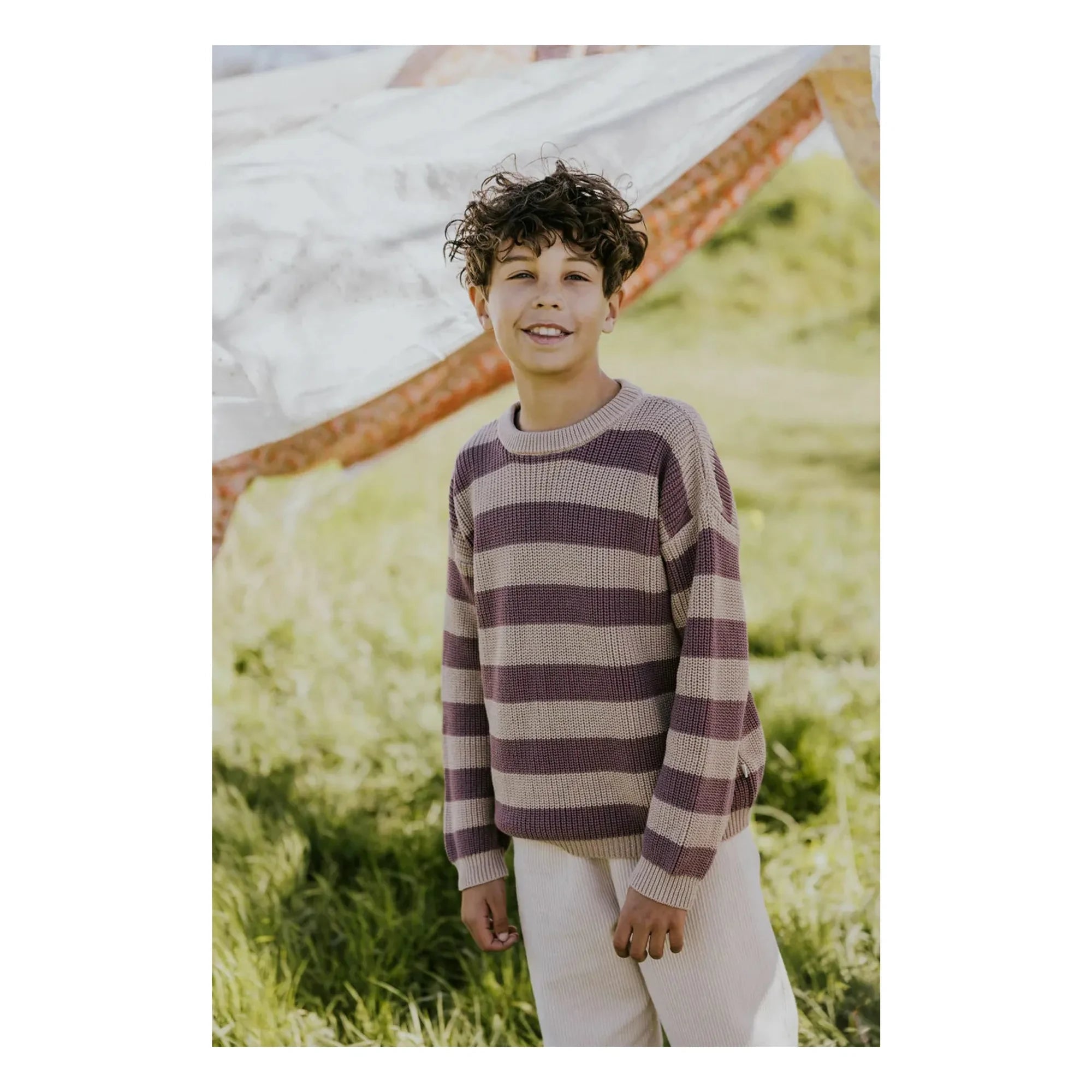 Yuki - Striped Organic Cotton Sweater | Sand