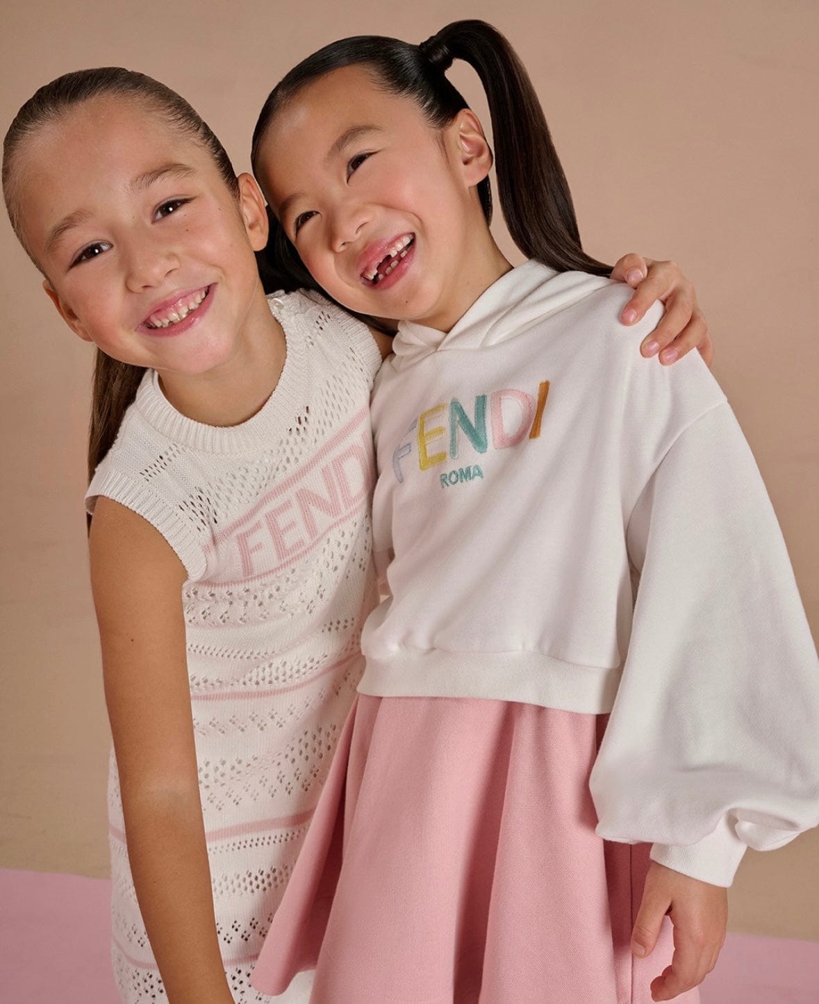 Fendi Girls Cropped Hoodie in White