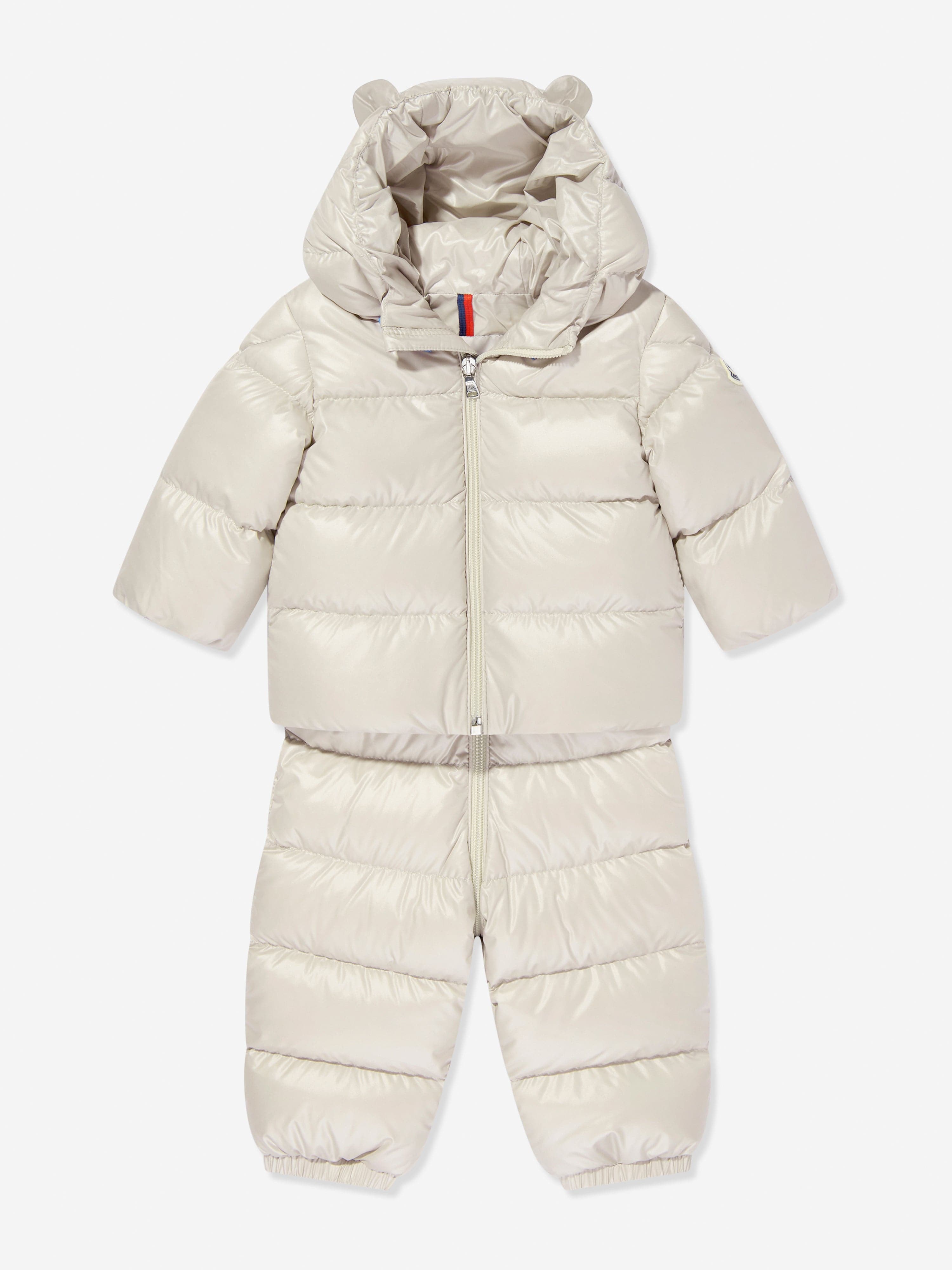 Moncler Enfant Baby Down Padded Snowsuit in Beige