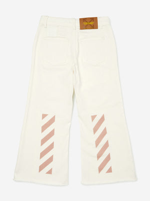Off-White Girls Bookish Diag Denim Jeans in White