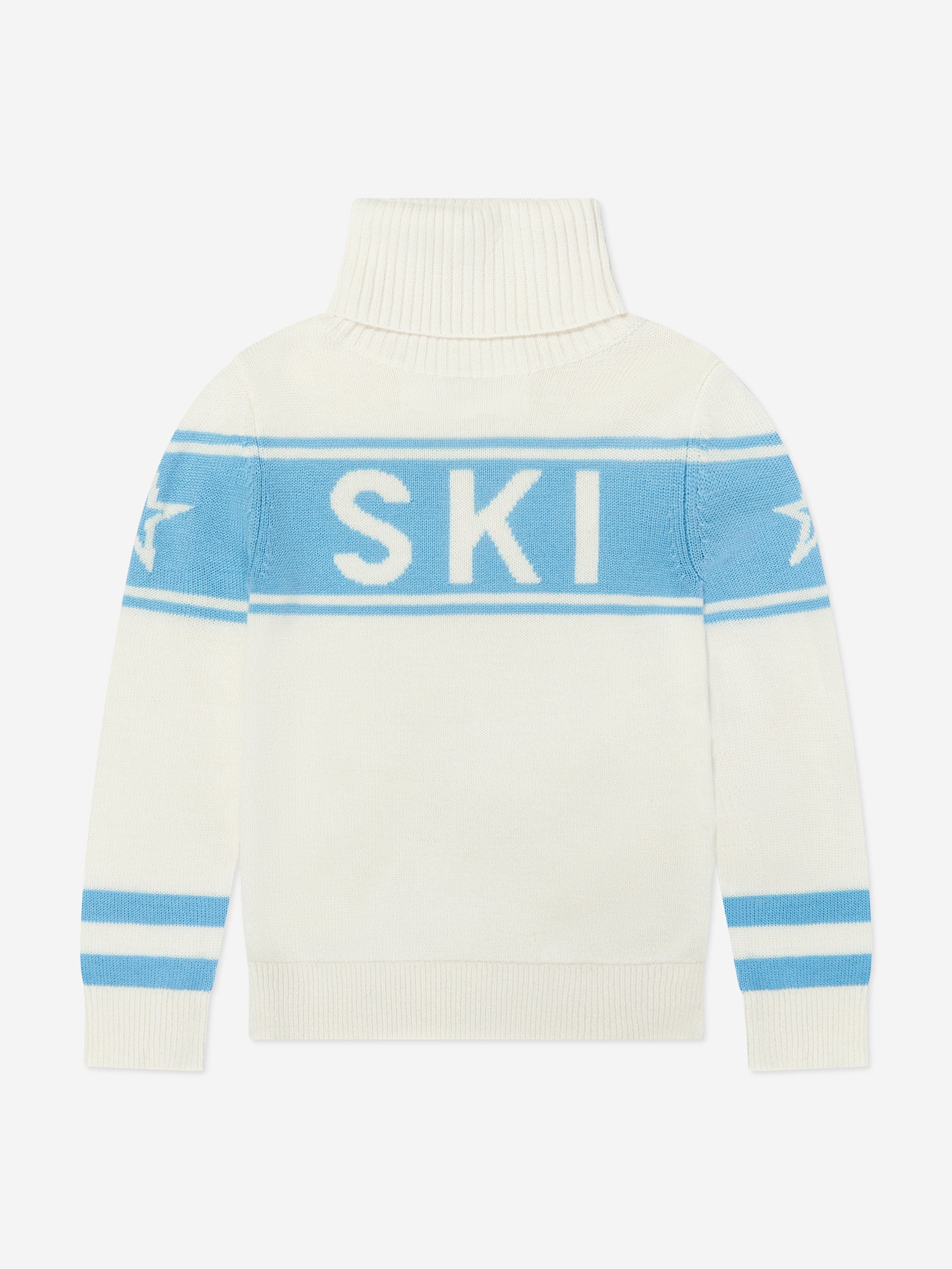 Perfect Moment Girls Merino Wool Schild Jumper in White