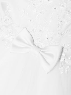 Sarah Louise Girls Ceremonial Ballerina Length Dress in White