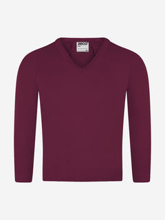 Zeco Kids School Knitted V-Neck Jumper in Maroon