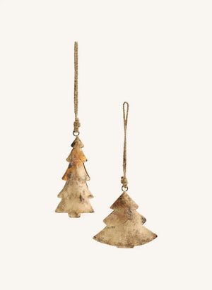 Madam Stoltz - Recycled Metal Christmas Tree Ornaments - Set of 2 | Camel