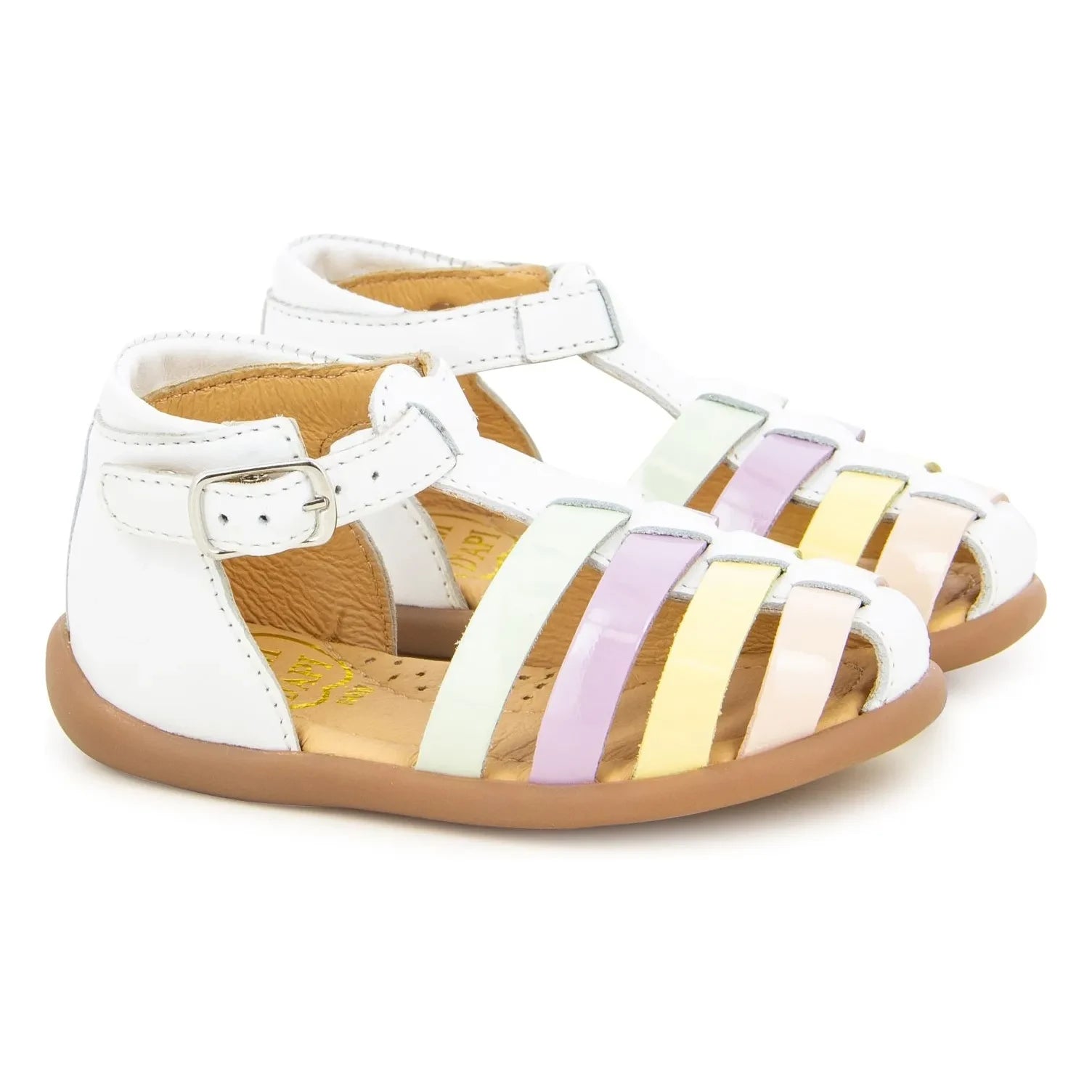 Pom d'Api - Striped Sandals | White
