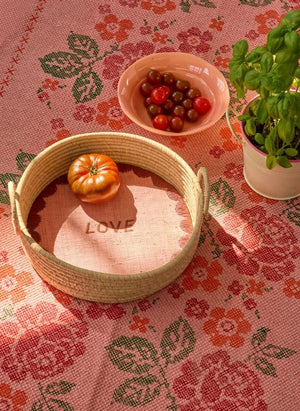 Rice - "Love" Raffia Storage Basket