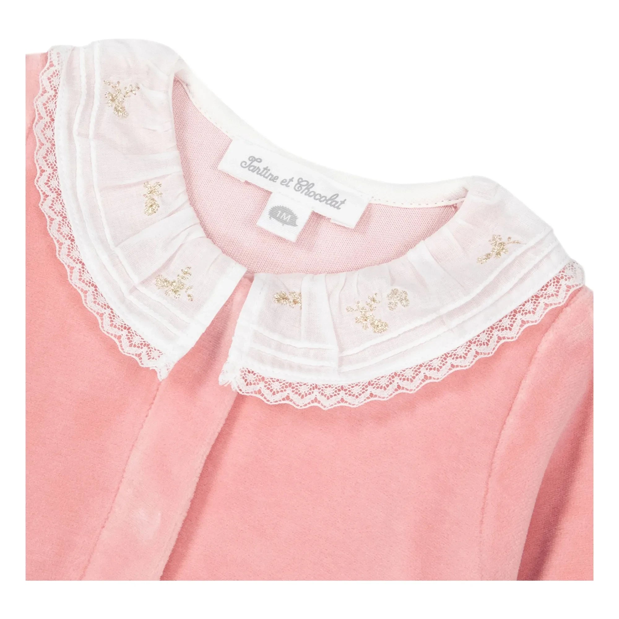 Tartine et Chocolat - Lace Collar Embroidered Pyjamas | Pink