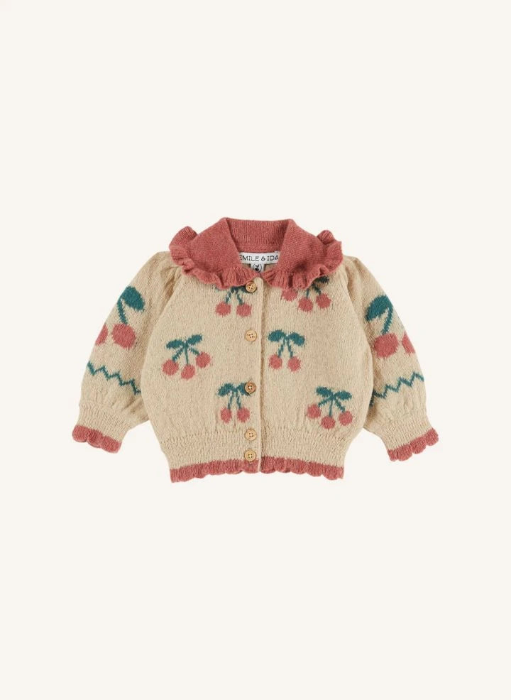 Emile et Ida - Cerises Cardigan | Ecru