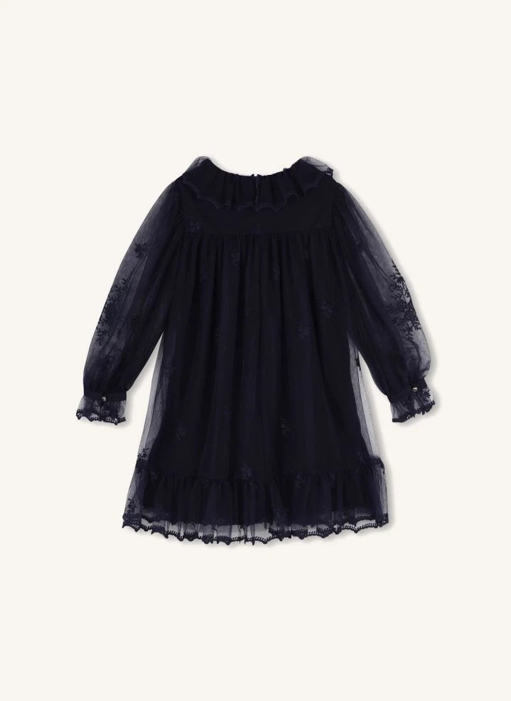 Chloé - Tulle Embroidered Dress | Dark Blue