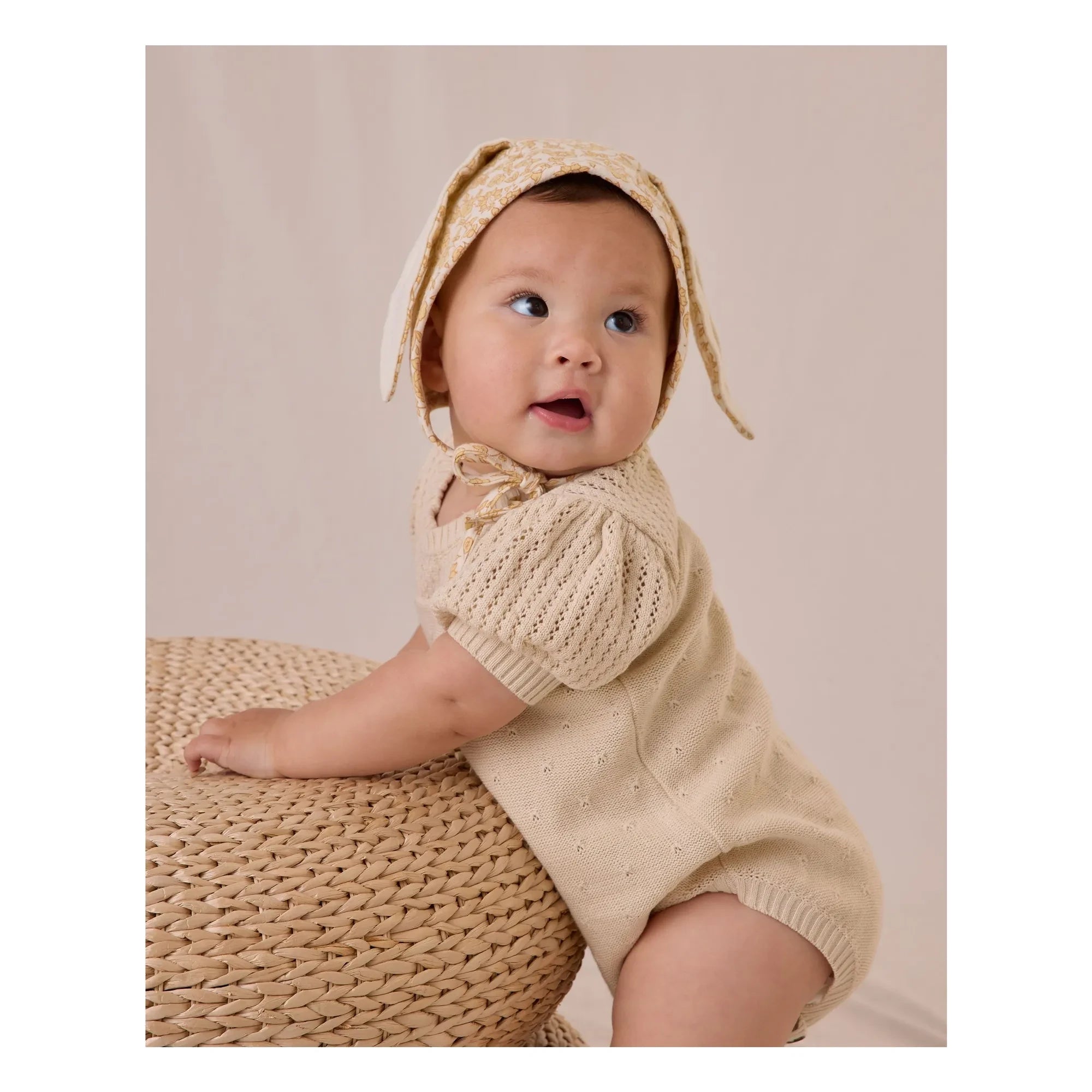 Quincy Mae - Mesh Romper | Ecru