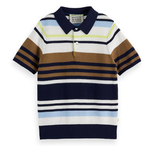 Scotch & Soda - Striped Mesh Polo | Brown