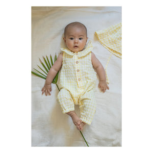 1+ in the family - Egina Vichy Seersucker Overalls | Light Yellow