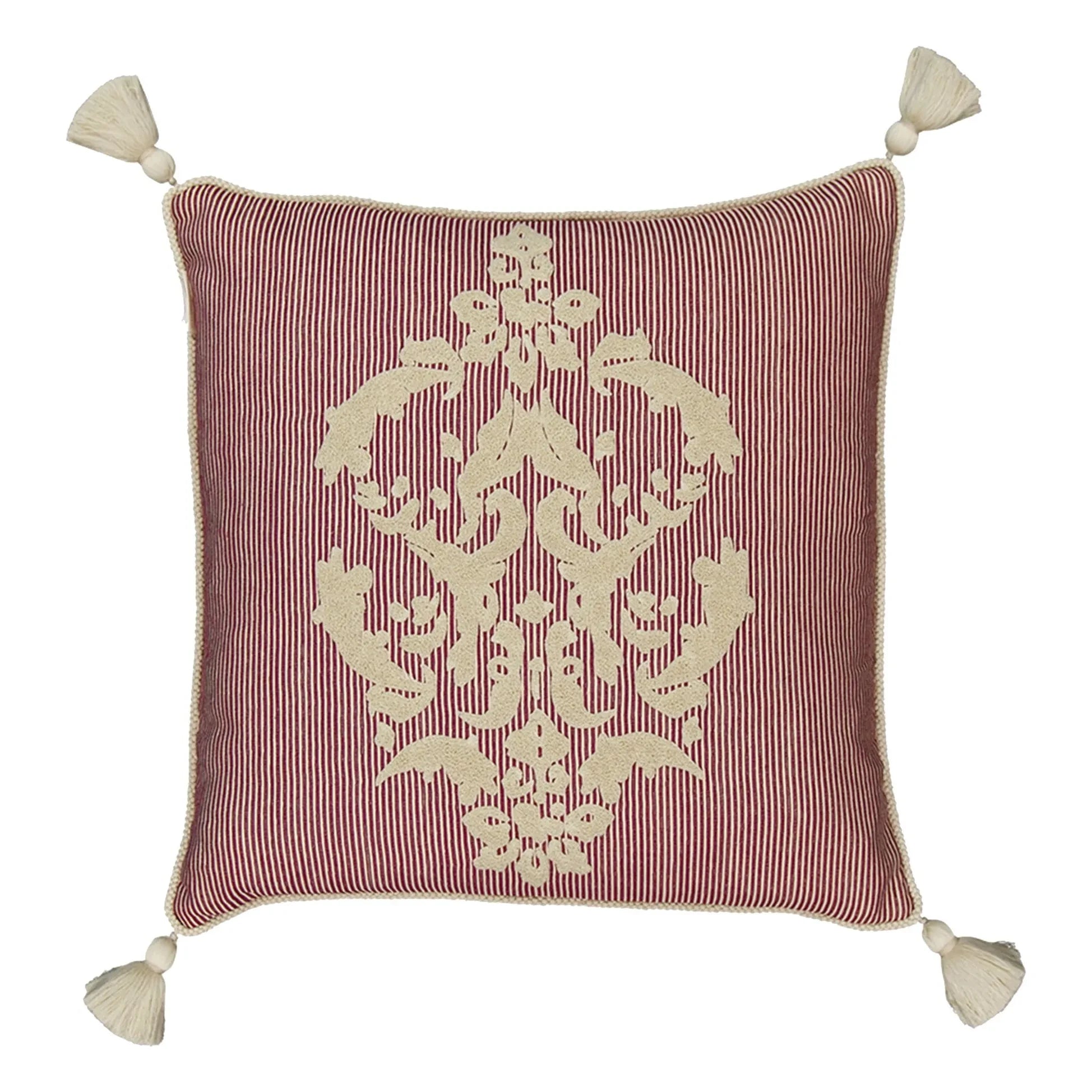 House of Capricorn - Dinis Embroidered Velvet Cushion | Burgundy