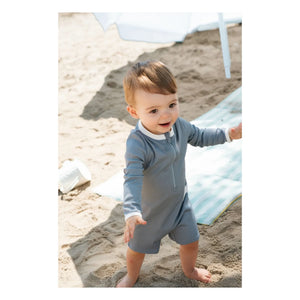 Petit Lem - Textured Recycled Fiber UV Protection Jumpsuit Shorts | Blue