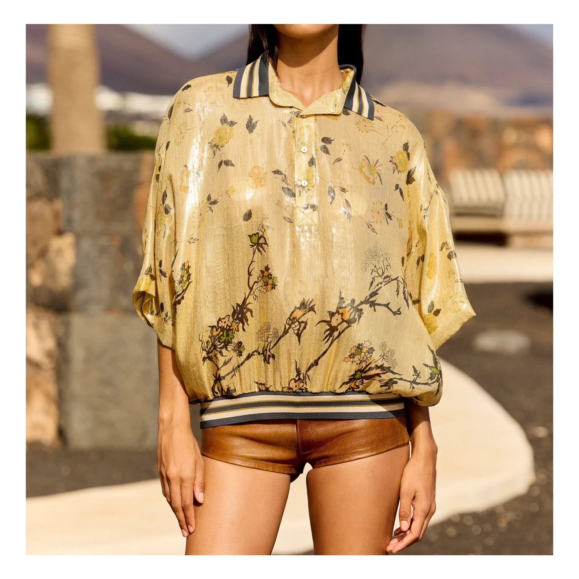 Mes Demoiselles - Jaca Metallic Silk Blouse | Gold