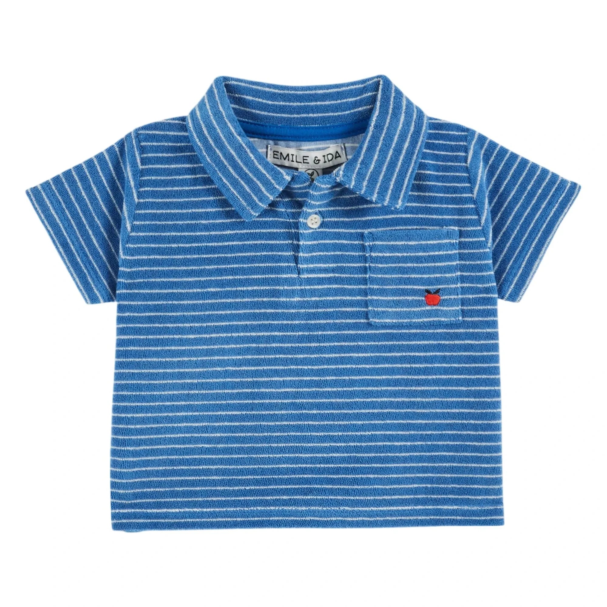 Emile et Ida - Striped Organic Cotton Polo Shirt | Blue