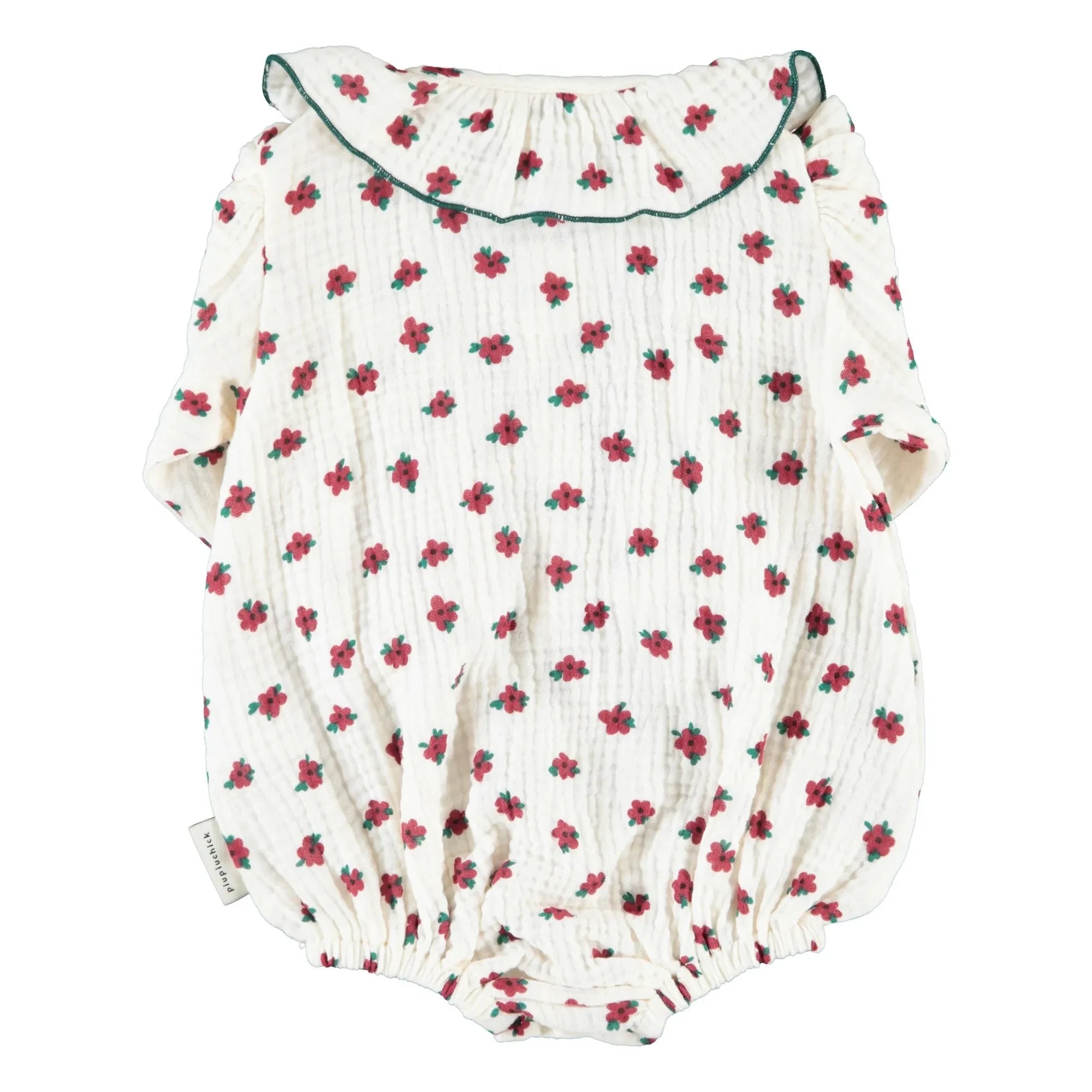 Piupiuchick - Organic Cotton Floral Romper | Ecru