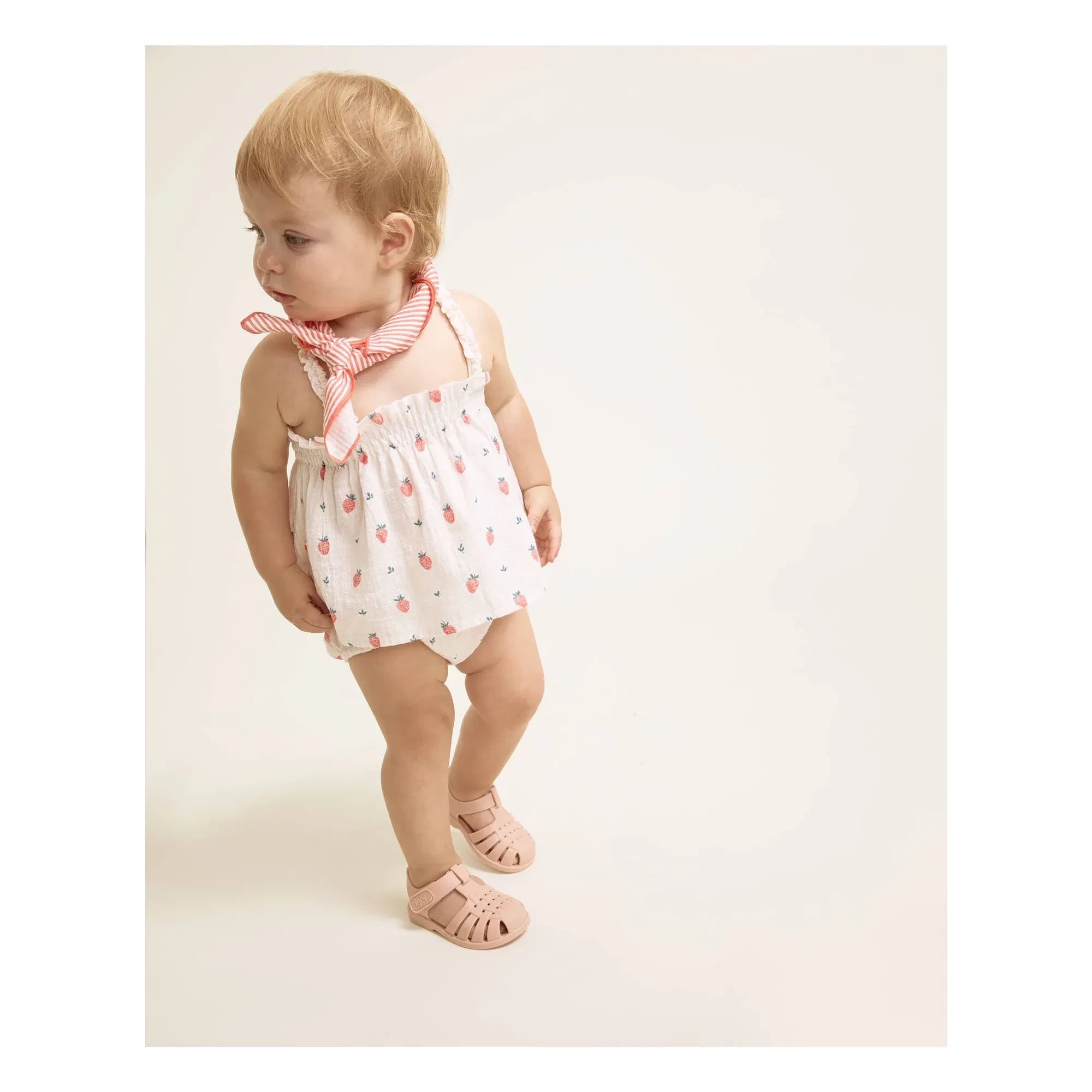 Búho - Organic Cotton Strawberry Patterned Bloomers | Powder Pink