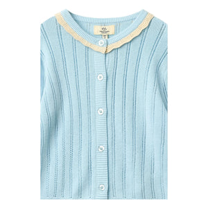 Copenhagen Colors - Pointelle Organic Cotton Cardigan | Light Blue
